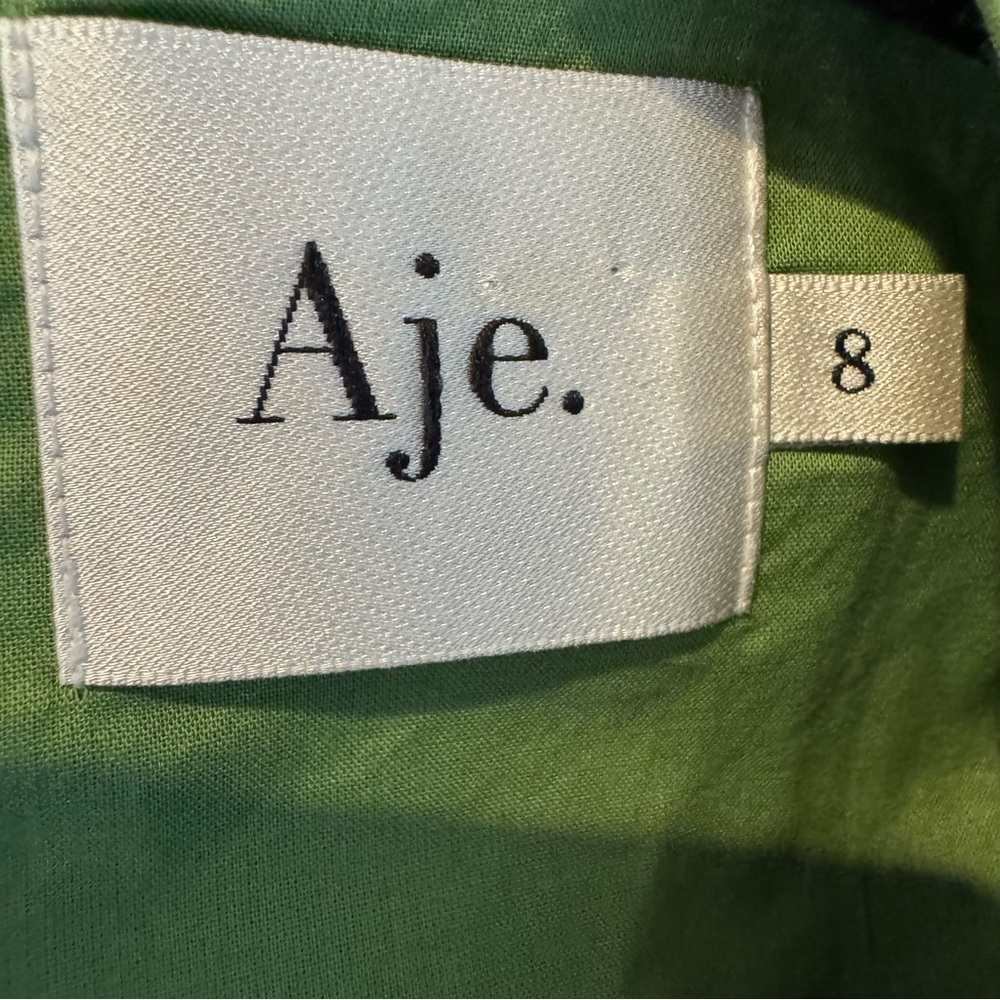 Aje Zorina Tie-Detail Midi Dress Green Sleeveless | Size 8 - Picture 5 of 10